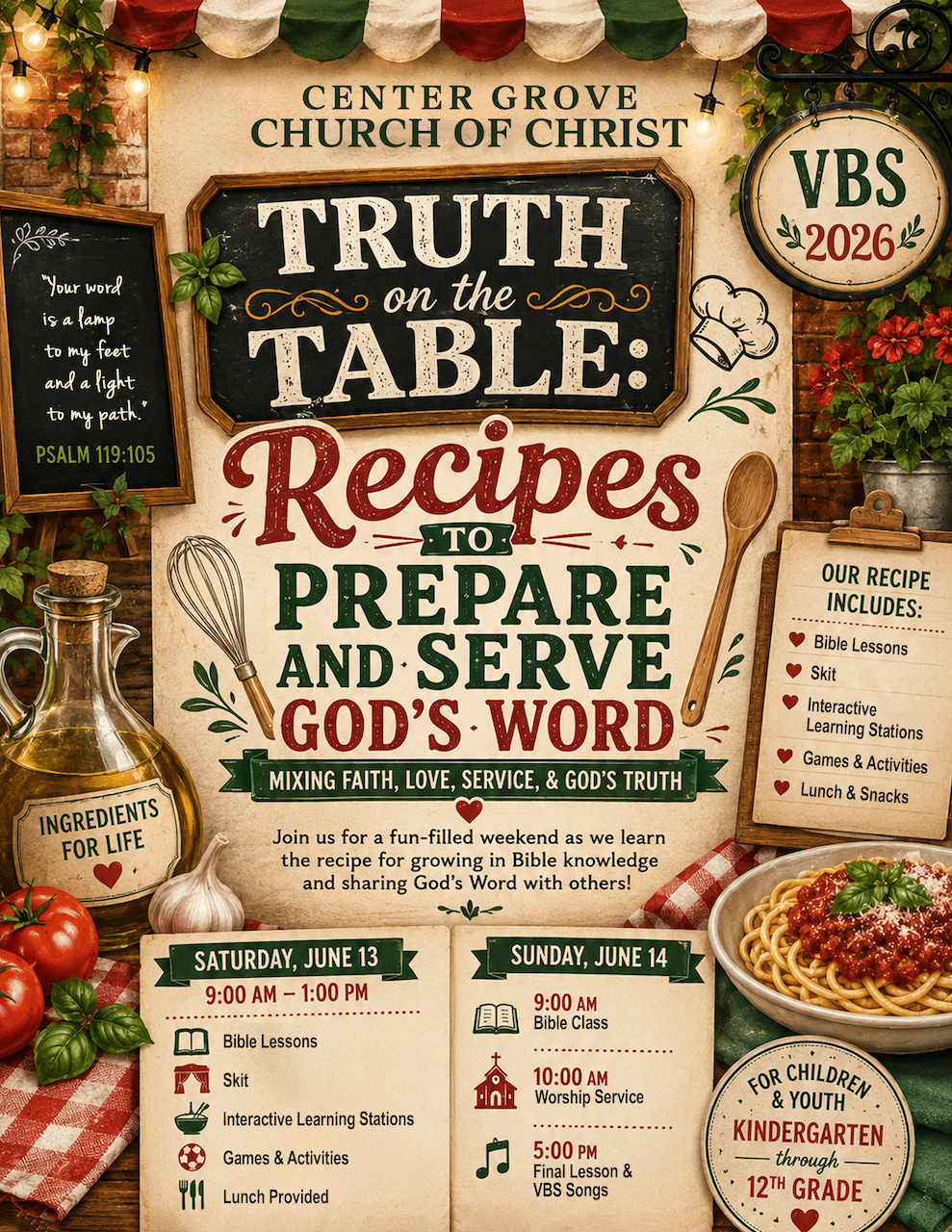 VBS 2026 “Truth on the Table: Recipes to Prepare and Serve God’s Word”